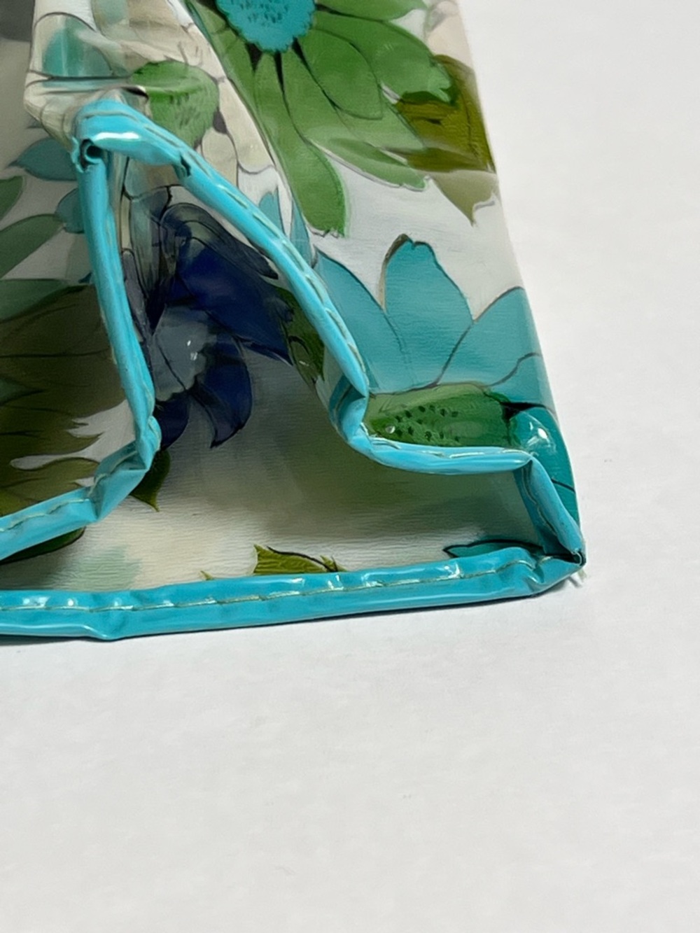 Groovy Vintage Clear Vinyl Retro Blue Green Floral Daisy Tote Bag 60s 70s - Picture 16 of 16